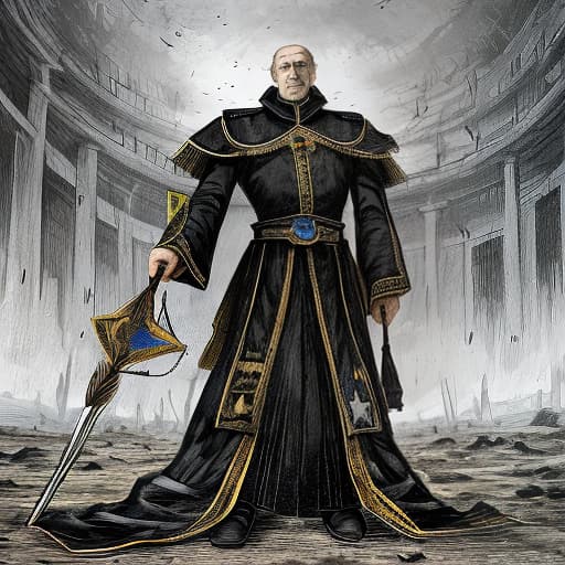  Draw an autocratic and desolate emperor ，