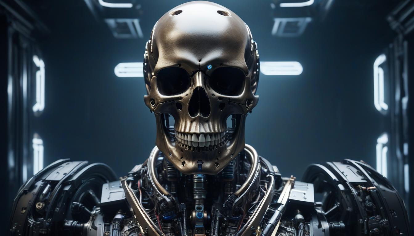  the skull is wearing futuristic makeup, in the style of greeble, gadgetpunk, bronzepunk, high resolution, futuristic robots, strong facial expression, dark and intricate 3d wallpaper hyperrealistic, full body, detailed clothing, highly detailed, cinematic lighting, stunningly beautiful, intricate, sharp focus, f/1. 8, 85mm, (centered image composition), (professionally color graded), ((bright soft diffused light)), volumetric fog, trending on instagram, trending on tumblr, HDR 4K, 8K