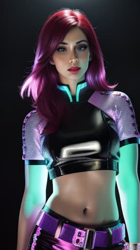  rave goddess, psychedelic leather, crop top, short duster, hyperrealistic, high quality, highly detailed, cinematic lighting, intricate, sharp focus, f/1. 8, 85mm, (centered image composition), (professionally color graded), ((bright soft diffused light)), volumetric fog, trending on instagram, HDR 4K, 8K