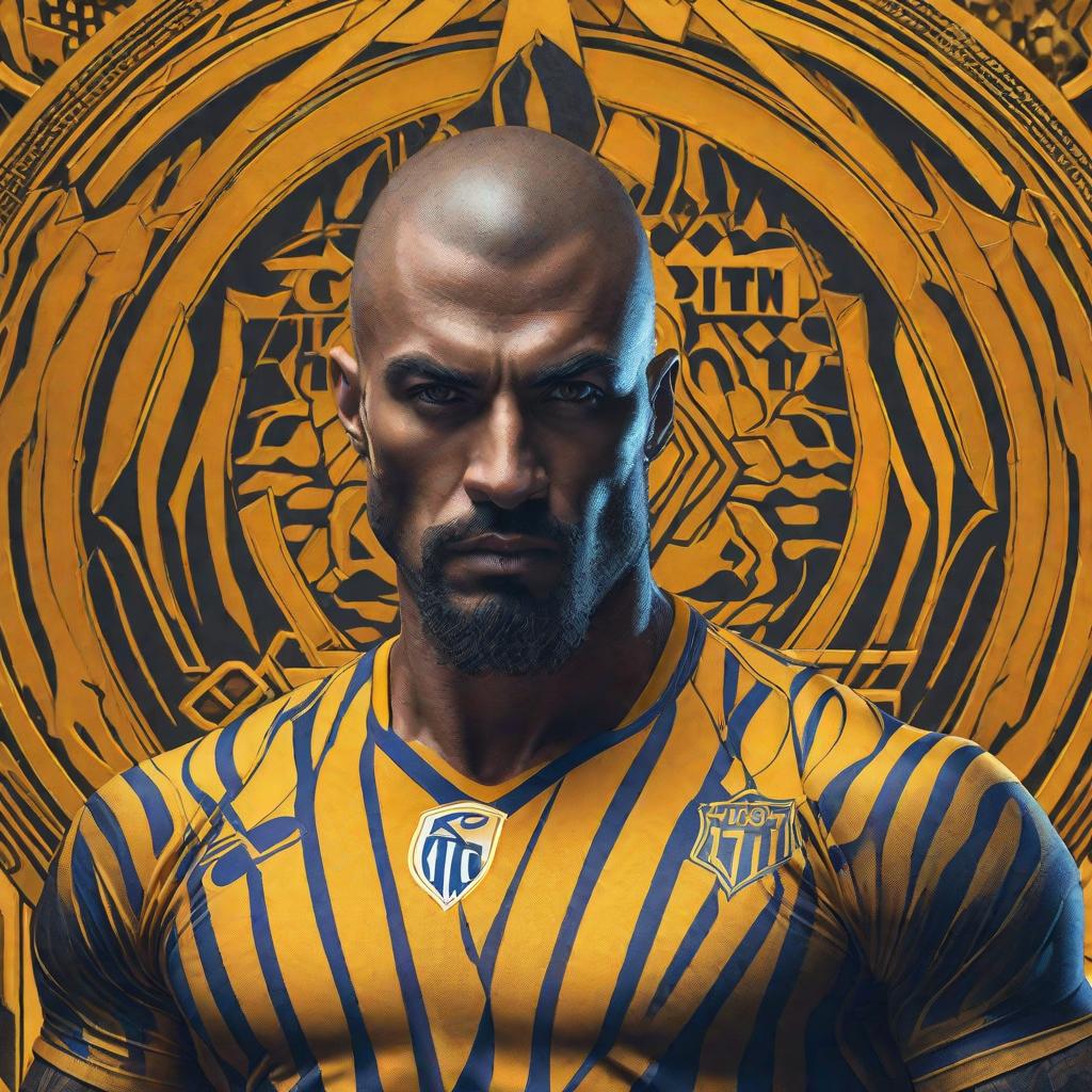  What will the next Jersey 24 25 of Club Tigres UANL be like?, realistic, portrait, art by donato giancola and greg rutkowski, realistic face, digital art, trending on artstation hyperrealistic, full body, detailed clothing, highly detailed, cinematic lighting, stunningly beautiful, intricate, sharp focus, f/1. 8, 85mm, (centered image composition), (professionally color graded), ((bright soft diffused light)), volumetric fog, trending on instagram, trending on tumblr, HDR 4K, 8K