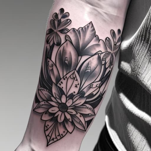  Venetian vase with flowers inside tattoo on forearm