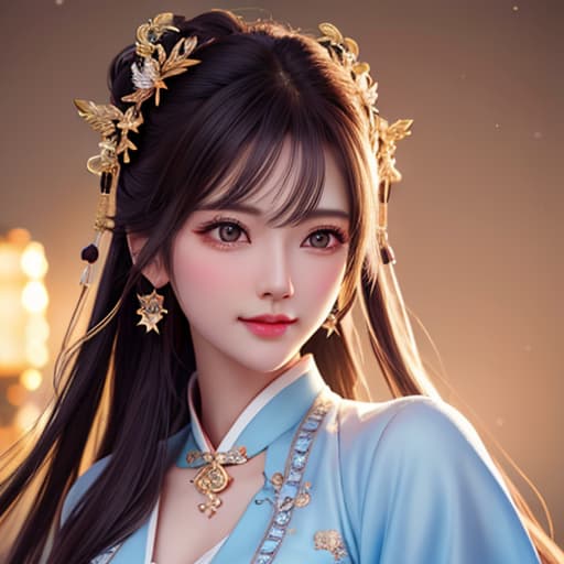  best quality, masterpiece, highres, 1girl,blush,(seductive smile:0.8),star shaped pupils,china hanfu,hair ornament,necklace, jewelry,Beautiful face,upon body, tyndall effect,photorealistic, dark studio, rim lighting, two tone lighting,(high detailed skin:1.2), 8k uhd, dslr, soft lighting, high quality, volumetric lighting, candid, Photograph, high resolution, 4k, 8k, Bokeh hyperrealistic, full body, detailed clothing, highly detailed, cinematic lighting, stunningly beautiful, intricate, sharp focus, f/1. 8, 85mm, (centered image composition), (professionally color graded), ((bright soft diffused light)), volumetric fog, trending on instagram, trending on tumblr, HDR 4K, 8K