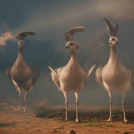  Steam powered geese in a steampunk style. hyperrealistic, full body, detailed clothing, highly detailed, cinematic lighting, stunningly beautiful, intricate, sharp focus, f/1. 8, 85mm, (centered image composition), (professionally color graded), ((bright soft diffused light)), volumetric fog, trending on instagram, trending on tumblr, HDR 4K, 8K