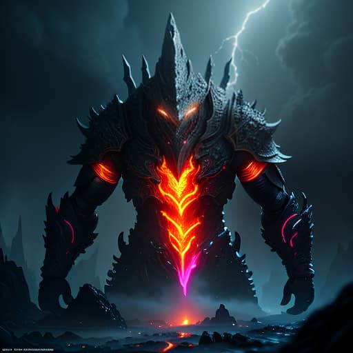  lava golem from the mountain of magic and fantasy, neon, lightning, toxicpunk AI, (Extremely Detailed Oil Painting:1.2), glow effects, godrays, Hand drawn, render, 8k, octane render, cinema 4d, blender, dark, atmospheric 4k ultra detailed, cinematic sensual, Sharp focus, humorous illustration, big depth of field, Masterpiece, colors, 3d octane render, 4k, concept art, trending on artstation, hyperrealistic, Vivid colors, extremely detailed CG unity 8k wallpaper, trending on ArtStation, trending on CGSociety, Intricate, High Detail, dramatic hyperrealistic, full body, detailed clothing, highly detailed, cinematic lighting, stunningly beautiful, intricate, sharp focus, f/1. 8, 85mm, (centered image composition), (professionally color graded), ((bright soft diffused light)), volumetric fog, trending on instagram, trending on tumblr, HDR 4K, 8K