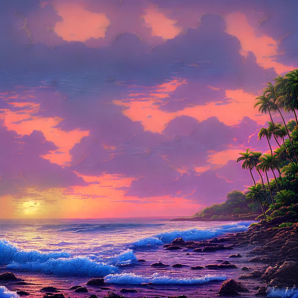  ((masterpiece)),(((best quality))), 8k, high detailed, ultra-detailed. A magnificent sunset over a serene beach. The sky is ablaze with hues of orange, purple, and gold, casting a warm glow on the tranquil waters. Gentle waves lap against the shore, leaving behind patterns in the soft sand. Seagulls soar gracefully in the distance, their silhouettes accentuated by the vibrant colors of the sky. A lone palm tree stands tall, swaying gently in the coastal breeze. Capture the intricate details of the swirling clouds, the delicate ripples in the water, and the subtle textures of the sand. Choose a realistic style with a touch of impressionism to evoke the serene atmosphere of this beachscape. Imagine the artwork being created by the renowned ar hyperrealistic, full body, detailed clothing, highly detailed, cinematic lighting, stunningly beautiful, intricate, sharp focus, f/1. 8, 85mm, (centered image composition), (professionally color graded), ((bright soft diffused light)), volumetric fog, trending on instagram, trending on tumblr, HDR 4K, 8K