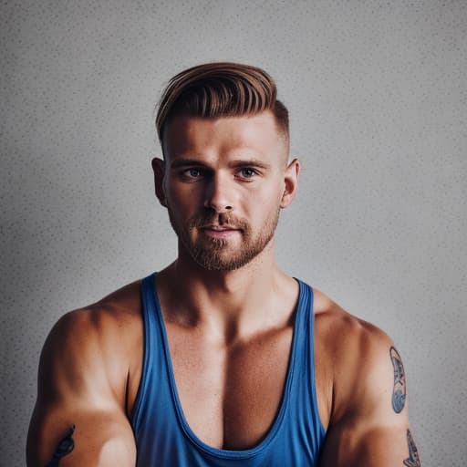 portrait+ style czech queer fitness coach very cute blonde dude face