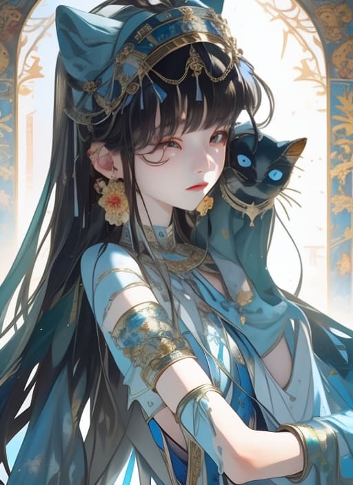  a woman in a long dress standing in front of a stained glass window, palace ， a girl in hanfu, ((a beautiful fantasy empress)), beautiful character painting, alice x. zhang, alphonse mucha and rossdraws, a beautiful fantasy empress, oriental art nouveau, jingna zhang, by Yang J, 8k high quality detailed art, inspired by Chen Yifei,award winning composition,high quality,masterpiece,extremely detailed,high res,4k,ultra high res,detailed shadow,ultra realistic,dramatic lighting,bright light