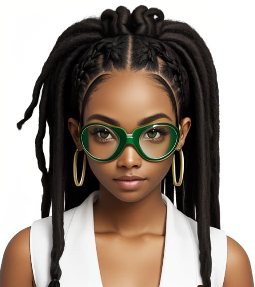  green goggle half up half down dreads black