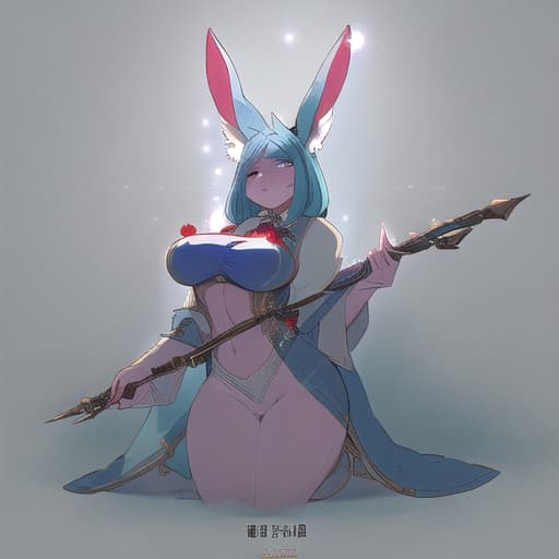  anthropomorphic rabbit with cyan fur, with large breast and big rear the top part of her ears is red. half breasted dress, crop shirt hyperrealistic, full body, detailed clothing, highly detailed, cinematic lighting, stunningly beautiful, intricate, sharp focus, f/1. 8, 85mm, (centered image composition), (professionally color graded), ((bright soft diffused light)), volumetric fog, trending on instagram, trending on tumblr, HDR 4K, 8K