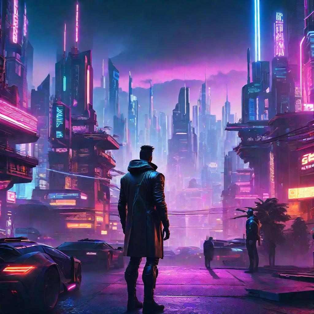  cyberpunk game style futuristic city with a futuristic skyline and a neon light, cyberpunk dreamscape, cyberpunk city in the distance, cyberpunk landscape, cyberpunk utopia, in cyberpunk city, in a futuristic cyberpunk city, cyberpunk city, cyberpunk digital art, cyberpunk city in the background, cyberpunk city landscape, cyberpunk art style, cyberpunk vibrant colors, cyberpunk city in background, cyberpunk cityscape . neon, dystopian, futuristic, digital, vibrant, detailed, high contrast, reminiscent of cyberpunk genre video games hyperrealistic, full body, detailed clothing, highly detailed, cinematic lighting, stunningly beautiful, intricate, sharp focus, f/1. 8, 85mm, (centered image composition), (professionally color graded), ((bright soft diffused light)), volumetric fog, trending on instagram, trending on tumblr, HDR 4K, 8K