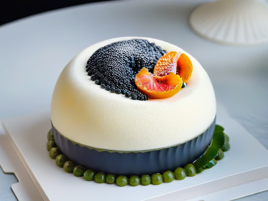  A closeup, ultradetailed image of a delicate sugar sphere being delicately cracked open to reveal a burst of colorful, molecular gastronomyinspired fruit caviar inside. The vibrant hues and intricate textures of the caviar stand out against the translucent, perfectly spherical sugar shell, showcasing the precision and artistry of molecular pastry techniques. hyperrealistic, full body, detailed clothing, highly detailed, cinematic lighting, stunningly beautiful, intricate, sharp focus, f/1. 8, 85mm, (centered image composition), (professionally color graded), ((bright soft diffused light)), volumetric fog, trending on instagram, trending on tumblr, HDR 4K, 8K