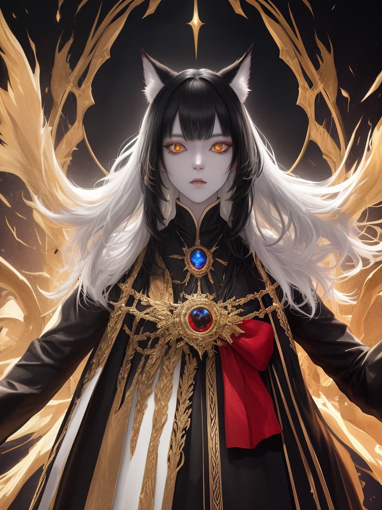  glowing golden eyes black vampire girl、white skin、BREAK、red wolf、best quality:1.4、masterpiece:1.4、ultra detailed texture、absurd resolution、8K illustration、💩、💩、💩、💩、💩、, masterpiece, best quality,8k,ultra detailed,high resolution,an extremely delicate and beautiful,hyper detail