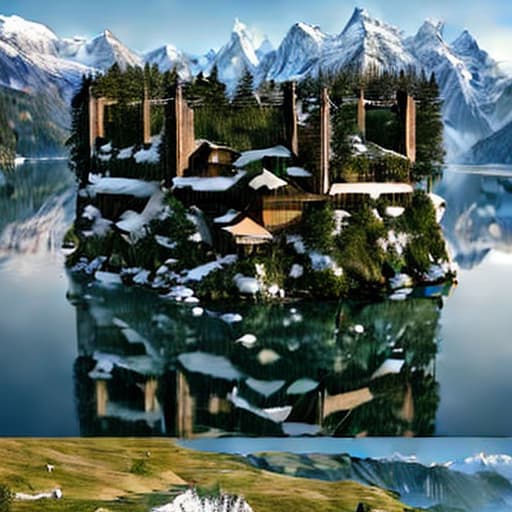  A breathtaking landscape of the Swiss Alps, captured in a highly detailed and realistic photograph. The image showcases snow capped mountains, lush green valleys, and a crystal clear lake. The lighting is soft and natural, creating a serene and peaceful atmosphere. The resolution is 8K, allowing for every intricate detail to be visible.