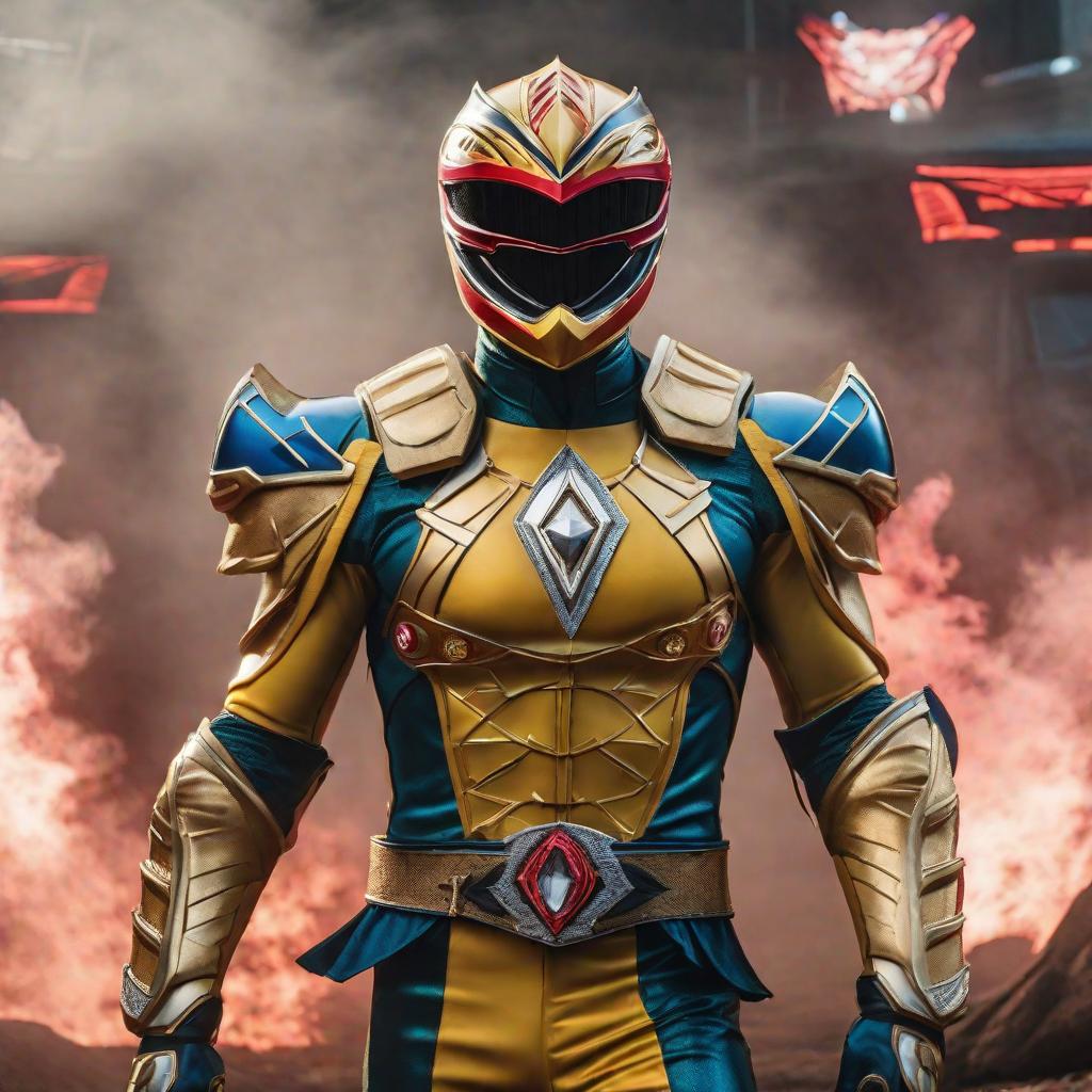  POWER RANGER VERSÃO LEÃO E DRAGÃO COMBINADOS hyperrealistic, full body, detailed clothing, highly detailed, cinematic lighting, stunningly beautiful, intricate, sharp focus, f/1. 8, 85mm, (centered image composition), (professionally color graded), ((bright soft diffused light)), volumetric fog, trending on instagram, trending on tumblr, HDR 4K, 8K