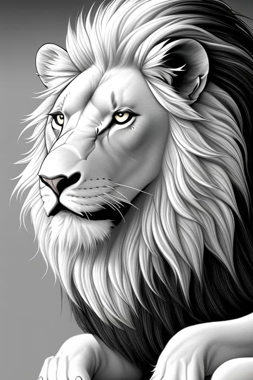  Black and white lion