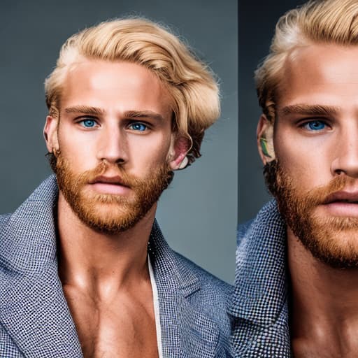 portrait+ style Mister olympia queer blonde hunk dude face