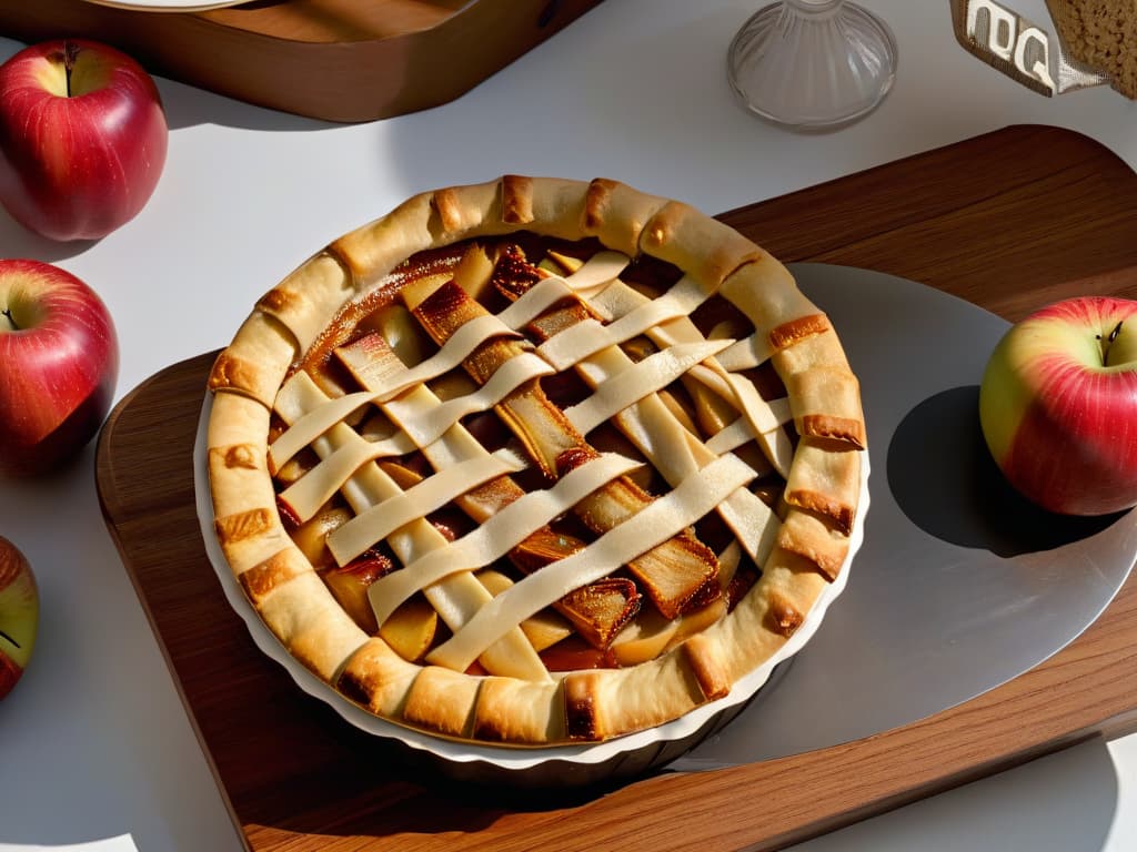  A closeup, ultradetailed image of a perfectly baked apple pie with a golden, flaky crust and a lattice top, sitting on a rustic wooden table. The pie is beautifully garnished with a sprinkle of cinnamon and a dollop of whipped cream, exuding warmth and comfort, making it an enticing visual representation of the article's focus on utilizing applesauce in baking. The image captures the textures and colors of the pie in exquisite detail, inviting the reader to explore the benefits of incorporating applesauce into their pastry creations. hyperrealistic, full body, detailed clothing, highly detailed, cinematic lighting, stunningly beautiful, intricate, sharp focus, f/1. 8, 85mm, (centered image composition), (professionally color graded), ((bright soft diffused light)), volumetric fog, trending on instagram, trending on tumblr, HDR 4K, 8K