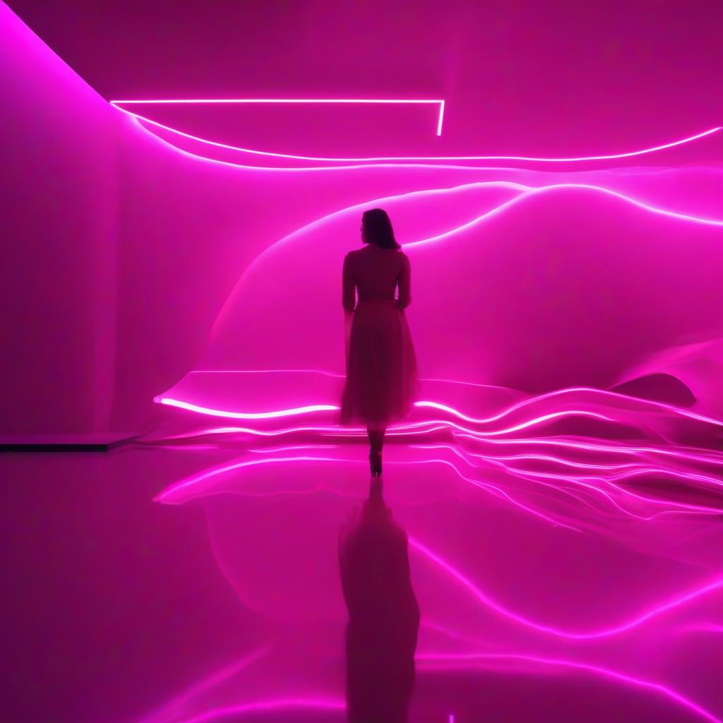  A wave in a neon room of purple color. hyperrealistic, full body, detailed clothing, highly detailed, cinematic lighting, stunningly beautiful, intricate, sharp focus, f/1. 8, 85mm, (centered image composition), (professionally color graded), ((bright soft diffused light)), volumetric fog, trending on instagram, trending on tumblr, HDR 4K, 8K