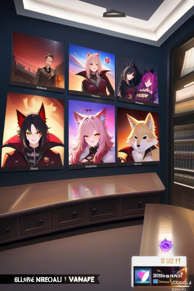  1 Vampire & 1 Wolf, ((Glowing Golden Eyes Vampire Girl)), BREAK, (Fluffy Red Fur Wolf), Absurdress, Ultimate quality, official art, aesthetic lighting, Narrow Skin texture, best shadow, very detail, colorful, 8K Wallpaper, Raw Photoristic Detailed, Dutch Angle, 💩, 💩, 💩, 💩, 💩, 💩, 💩, 💩 hyperrealistic, full body, detailed clothing, highly detailed, cinematic lighting, stunningly beautiful, intricate, sharp focus, f/1. 8, 85mm, (centered image composition), (professionally color graded), ((bright soft diffused light)), volumetric fog, trending on instagram, trending on tumblr, HDR 4K, 8K