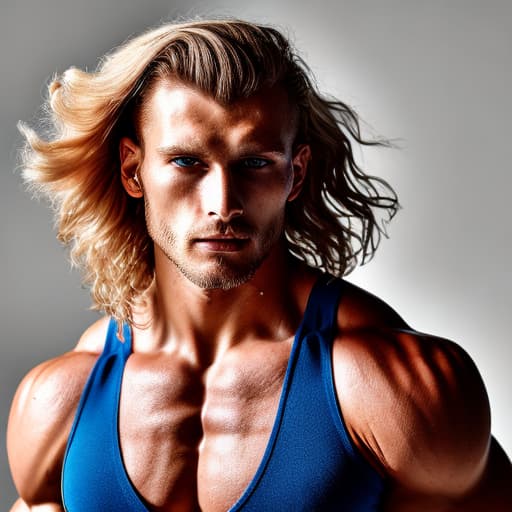 portrait+ style Russian queer fitness model blonde hunk dude face