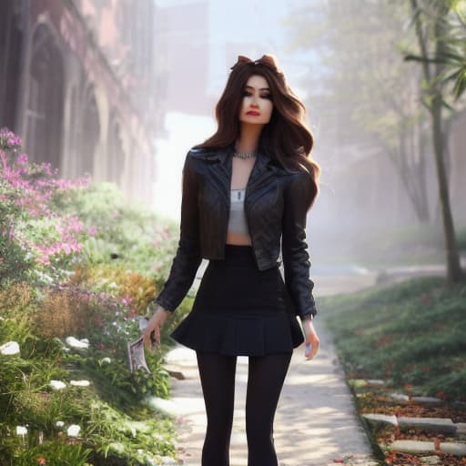  A girl on campus, hyperrealistic, full body, detailed clothing, highly detailed, cinematic lighting, stunningly beautiful, intricate, sharp focus, f/1. 8, 85mm, (centered image composition), (professionally color graded), ((bright soft diffused light)), volumetric fog, trending on instagram, trending on tumblr, HDR 4K, 8K