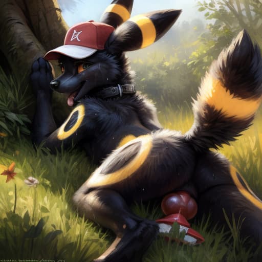  ((Umbreon)), , rear view, wide apart, covering face with hands, lying on back, (()), anatomically correct, gaping ,, (wearing a Pokemon trainer's cap), public humiliation, in front of witnesses, in the crowd ,knot, dog , feet towards the viewer, lying with his paws towards the viewer, penetration, public indecency, ,sperm in , , , tears, scaredy boy, tongue, ready to , after , sweat, tired, collar, cute,, , presenting , , s,, raised tail, paws,, best quality, shaded, extreme detail, highly detailed, ultradetailed, intricate, realistic, detailed background, hi res, realistic, photography \(artwork\), (by kenket), by ross tran, by michael & inessa gar