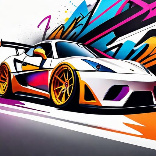  High Quality,painting of graffiti style, colorful sports car, powerful lines emphasized, hip hop vibe, dynamic energy, bold aesthetics typical of street art, white background, hyperrealistic, full body, detailed clothing, highly detailed, cinematic lighting, stunningly beautiful, intricate, sharp focus, f/1. 8, 85mm, (centered image composition), (professionally color graded), ((bright soft diffused light)), volumetric fog, trending on instagram, trending on tumblr, HDR 4K, 8K