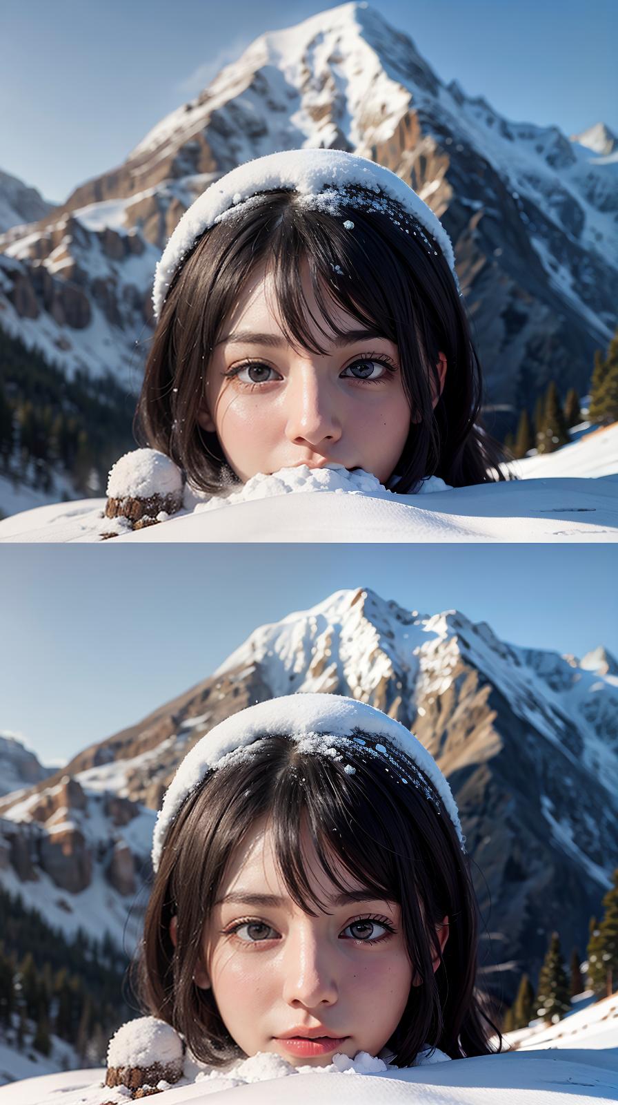  ultra high res, (photorealistic:1.4), raw photo, (realistic face), realistic eyes, (realistic skin), <lora:XXMix9_v20LoRa:0.8>, ((((masterpiece)))), best quality, very_high_resolution, ultra-detailed, in-frame, snow, winter, cold, icy, snowy landscape, snowflake, snowfall, snowball fight, snow-covered mountains, snowman, ski, frost, blizzard, snowstorm, snow angel, sledding, white, frozen, snowcapped peaks, snowdrift