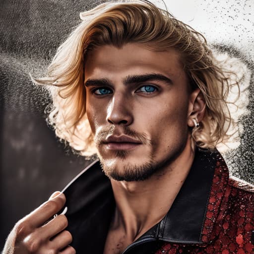 portrait+ style Russian queer IFBB blonde hunk dude face