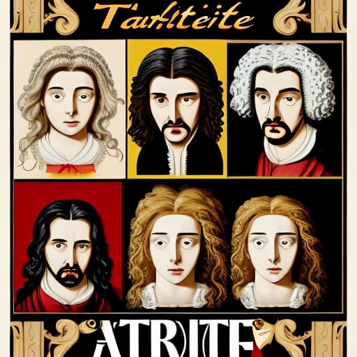  Create a dramatic poster of the play Tartuffe by moliere