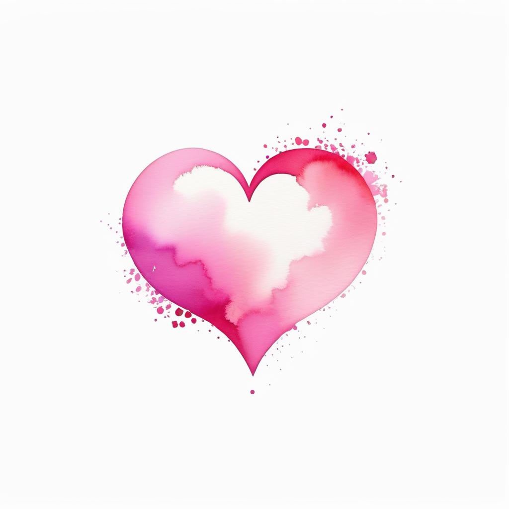  watercolor style, logo of a heart, pink gradient colors, white background