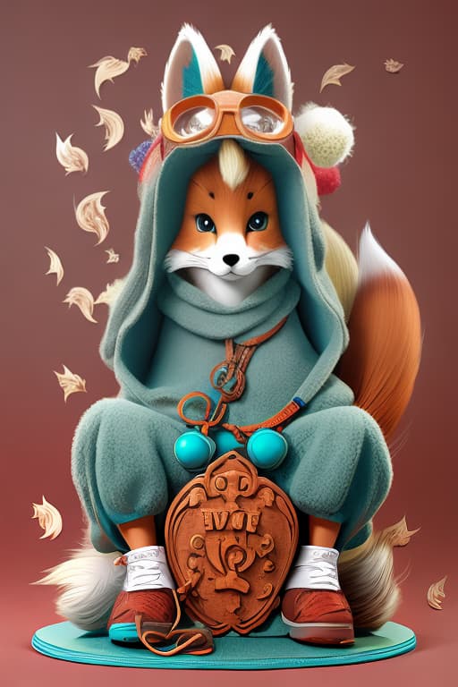  Non-anthropomorphic fox, nine tails, cute.