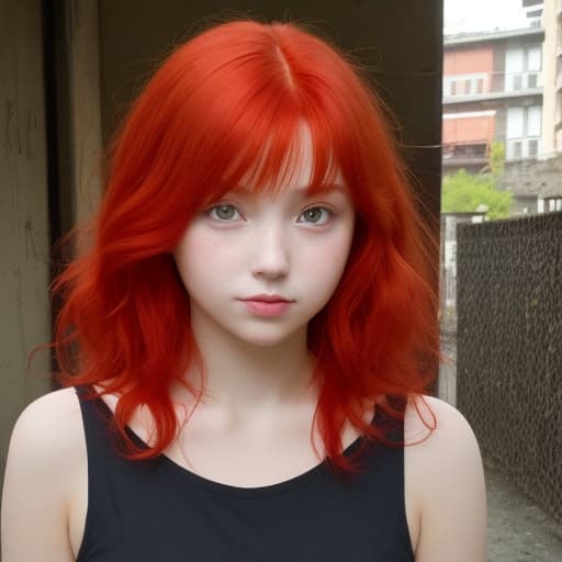  a girl, red hair