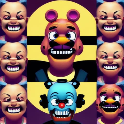  fnaf circurs is happy,becuse a man has a small on her face