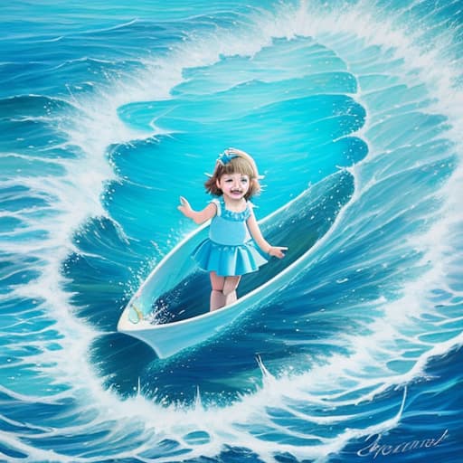  Beautiful ocean children's theme painting,