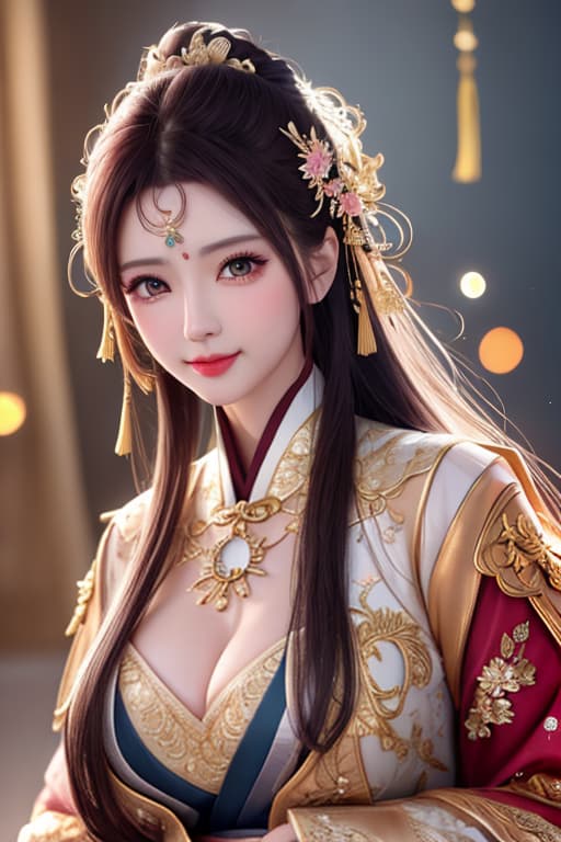  best quality, masterpiece, highres, 1girl,blush,(seductive smile:0.8),star shaped pupils,china hanfu,hair ornament,necklace, jewelry,Beautiful face,upon body, tyndall effect,photorealistic, dark studio, rim lighting, two tone lighting,(high detailed skin:1.2), 8k uhd, dslr, soft lighting, high quality, volumetric lighting, candid, Photograph, high resolution, 4k, 8k, Bokeh hyperrealistic, full body, detailed clothing, highly detailed, cinematic lighting, stunningly beautiful, intricate, sharp focus, f/1. 8, 85mm, (centered image composition), (professionally color graded), ((bright soft diffused light)), volumetric fog, trending on instagram, trending on tumblr, HDR 4K, 8K