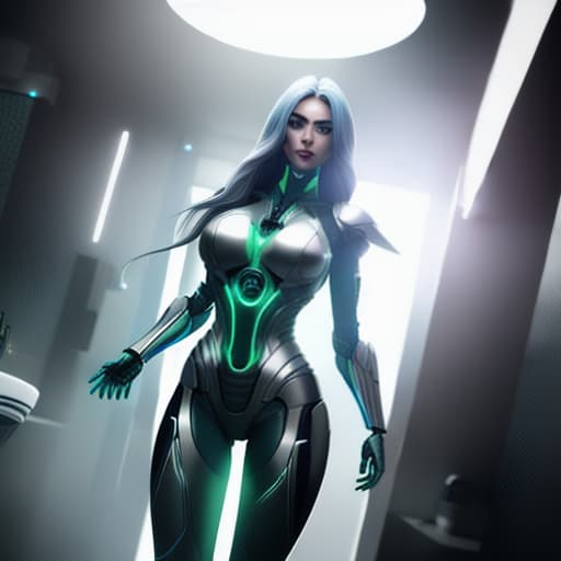  Humanoid race, green skin, woman with human penis, beautiful, hair, eyes, modern, cybernetic implants, in bathroom, towel, hyperrealistic, full body, detailed clothing, highly detailed, cinematic lighting, stunningly beautiful, intricate, sharp focus, f/1. 8, 85mm, (centered image composition), (professionally color graded), ((bright soft diffused light)), volumetric fog, trending on instagram, trending on tumblr, HDR 4K, 8K
