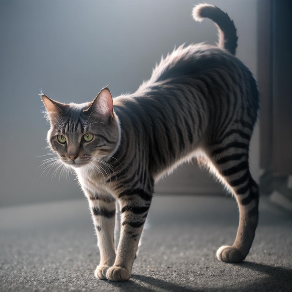  @PB_ImgGenBot Cat hyperrealistic, full body, detailed clothing, highly detailed, cinematic lighting, stunningly beautiful, intricate, sharp focus, f/1. 8, 85mm, (centered image composition), (professionally color graded), ((bright soft diffused light)), volumetric fog, trending on instagram, trending on tumblr, HDR 4K, 8K