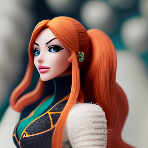 wa-vy style One piece Nami anime , body with smokey eyes, big thigh and soft lips, 4k hd image, perfect face, big , orange hair with red ponytail hyperrealistic, full body, detailed clothing, highly detailed, cinematic lighting, stunningly beautiful, intricate, sharp focus, f/1. 8, 85mm, (centered image composition), (professionally color graded), ((bright soft diffused light)), volumetric fog, trending on instagram, trending on tumblr, HDR 4K, 8K