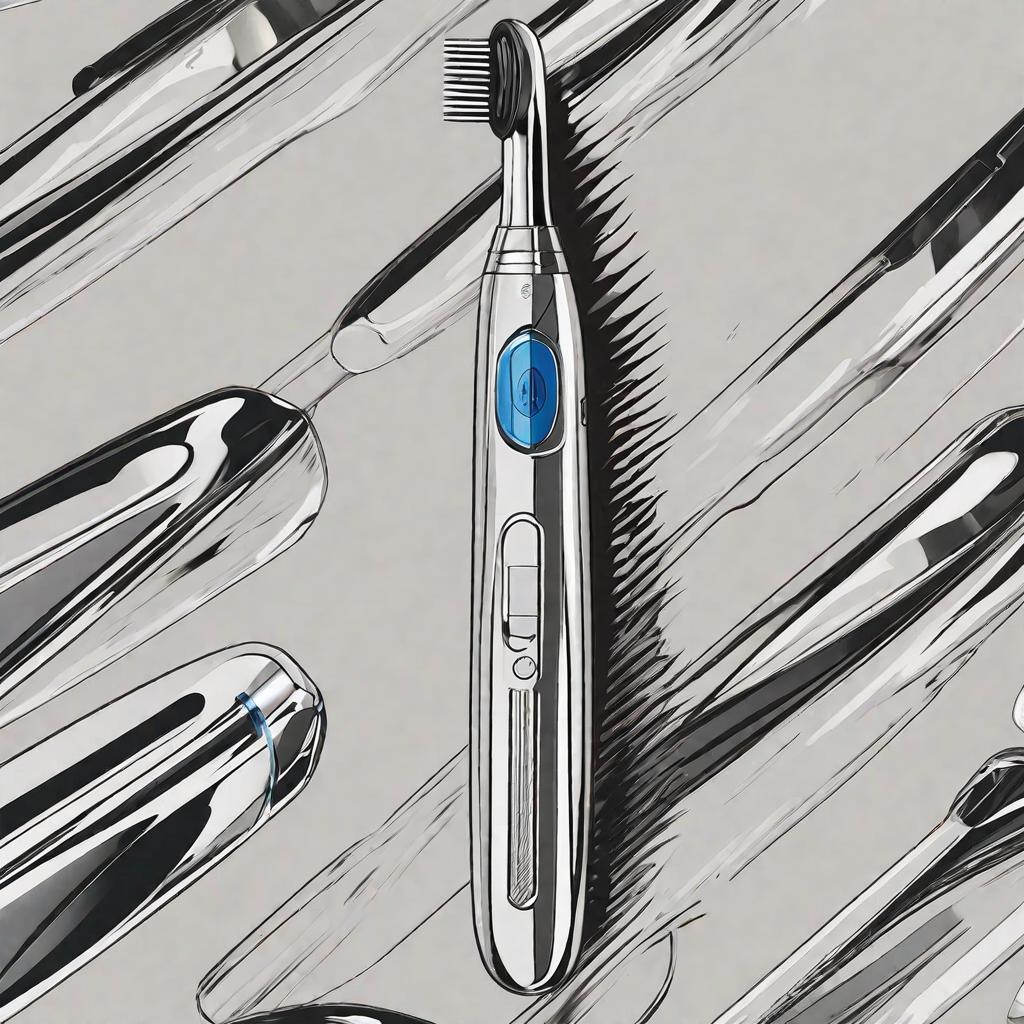  masterpiece, best quality,A telescopic mechanism is arranged inside the toothbrush handle, one end of the telescopic mechanism is connected with the toothbrush head, and the other end is connected with the button.