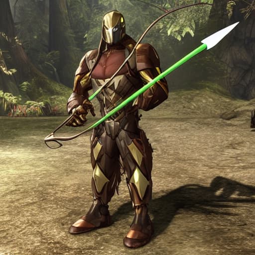  nature warforged nature background warforged his body fully is a tree body robot behind him it's a large satchel bag long bow with arrow ranger groom stalker