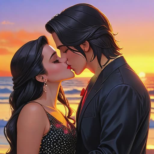  beautiful sunset couple kissing