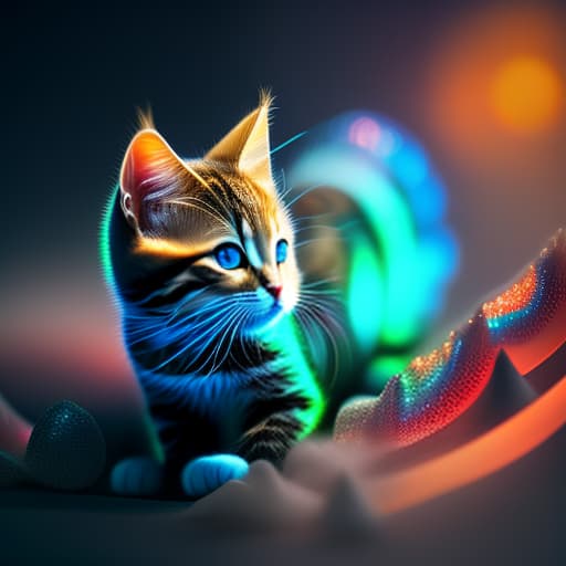 estilovintedois estilovintedois, Kitten made from highly detailed curling, thin glowing multi-colored smoke, digital art, volumetric, 3D rendering, Octane render, photo, vibrant, graffiti, dark fantasy, Broken Glass effect, no background, stunning, something that even doesn't exist, mythical being, energy, molecular, textures, iridescent and luminescent scales, breathtaking beauty, pure perfection, divine presence, unforgettable, impressive, Volumetric light, auras, rays, vivid colors reflects, highly detailed, cinematic lighting, intricate, sharp focus, f/1. 8, 85mm, (centered image composition), (professionally color graded), ((bright soft diffused light)), volumetric fog, trending on instagram, HDR 4K, 8K