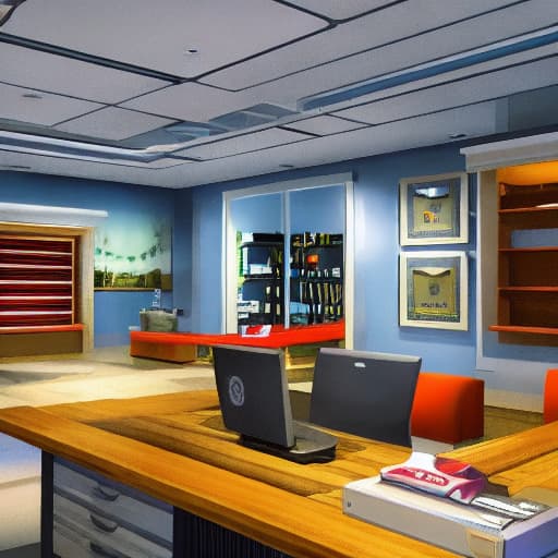  FNAF office hyperrealistic, full body, detailed clothing, highly detailed, cinematic lighting, stunningly beautiful, intricate, sharp focus, f/1. 8, 85mm, (centered image composition), (professionally color graded), ((bright soft diffused light)), volumetric fog, trending on instagram, trending on tumblr, HDR 4K, 8K