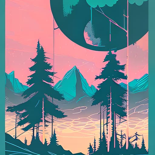 nvinkpunk Whimsical trees and mountains