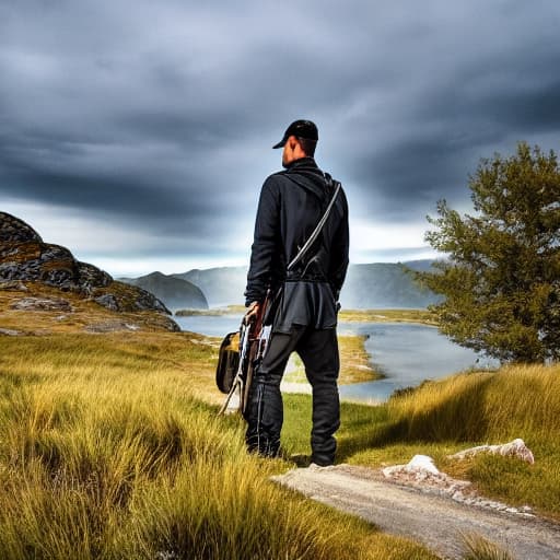  alone gang member in greenland hyperrealistic, full body, detailed clothing, highly detailed, cinematic lighting, stunningly beautiful, intricate, sharp focus, f/1. 8, 85mm, (centered image composition), (professionally color graded), ((bright soft diffused light)), volumetric fog, trending on instagram, trending on tumblr, HDR 4K, 8K