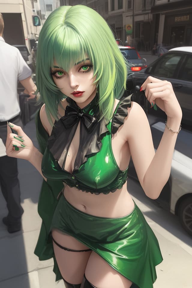  Green hair character glossy woman prostitute