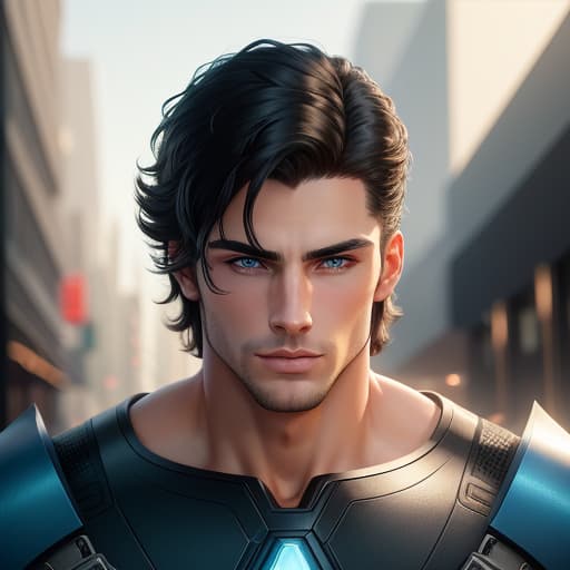  very handsome, male, caucasian, tall, short wavey black hair, blue eyes, muscular athletic body , hyperrealistic, high quality, highly detailed, perfect lighting, intricate, sharp focus, f/1. 8, 85mm, (centered image composition), (professionally color graded), ((bright soft diffused light)), trending on instagram, HDR 4K, 8K