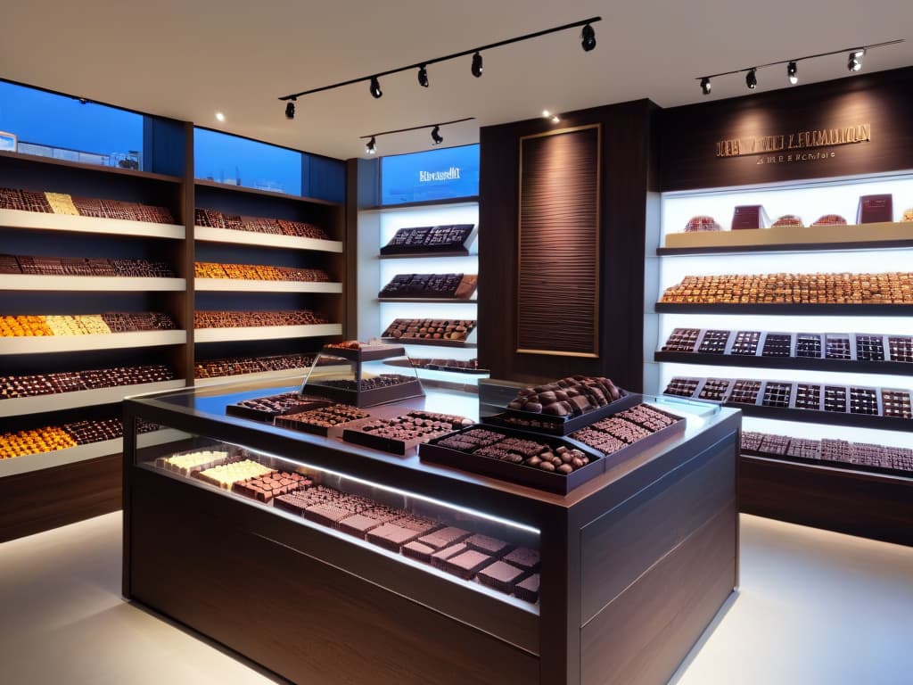  A serene and minimalist image of a quaint Belgian chocolate shop, showcasing an elegant display of assorted handmade chocolates in rich, decadent hues. The shop's large windows allow natural light to filter in, illuminating the meticulously crafted treats arranged on sleek, modern shelves. The focus is on the intricate details of the chocolates, highlighting their glossy finishes and delicate designs, creating an atmosphere of indulgence and sophistication that beckons the reader to embark on their own chocolate tour adventure. hyperrealistic, full body, detailed clothing, highly detailed, cinematic lighting, stunningly beautiful, intricate, sharp focus, f/1. 8, 85mm, (centered image composition), (professionally color graded), ((bright soft diffused light)), volumetric fog, trending on instagram, trending on tumblr, HDR 4K, 8K