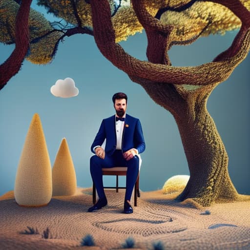 wa-vy style hope，tree，white shirt man under the tree hyperrealistic, full body, detailed clothing, highly detailed, cinematic lighting, stunningly beautiful, intricate, sharp focus, f/1. 8, 85mm, (centered image composition), (professionally color graded), ((bright soft diffused light)), volumetric fog, trending on instagram, trending on tumblr, HDR 4K, 8K